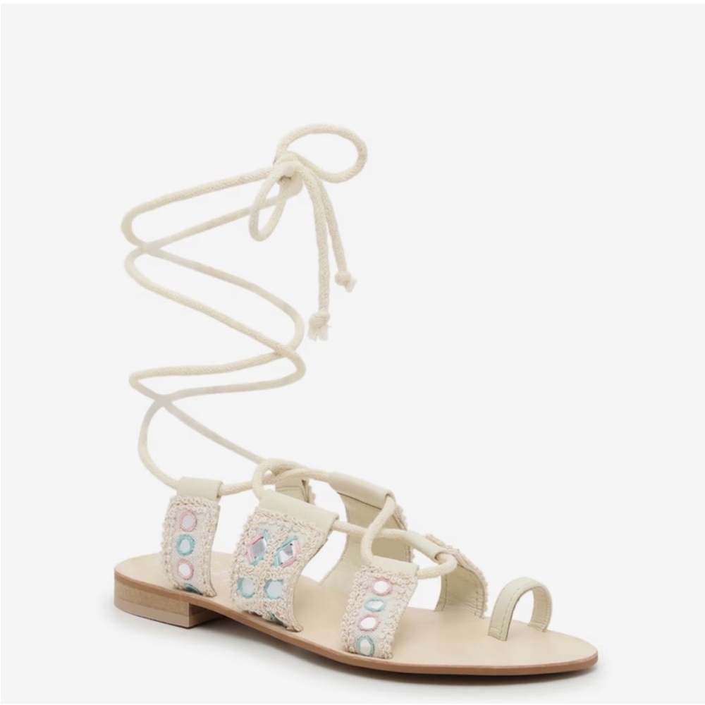 New in box - Free people sandals Elegant Cream Lace-Up Sandals - size 6.5
